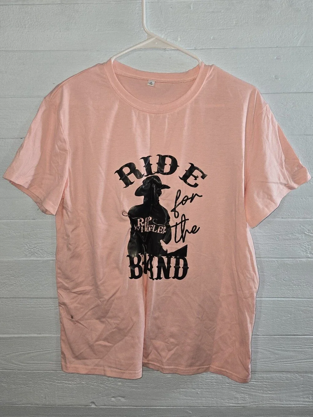 Womens Pink Graphic Tee 'Ride for the Band' Costal Cowgirl Shirt Size XL